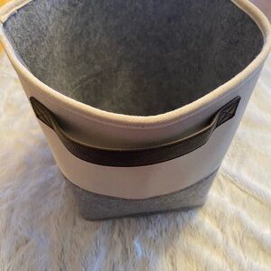 Thirty-One Gray and Cream Felt Storage Bin